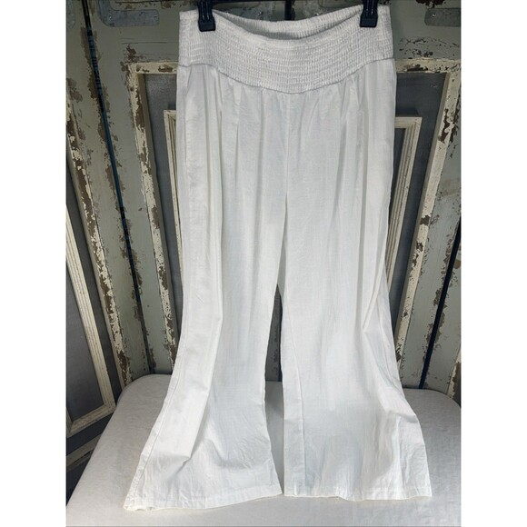 Unbranded Pants - White Cotton Blend Beach Pool Coverup Summer Pants XL